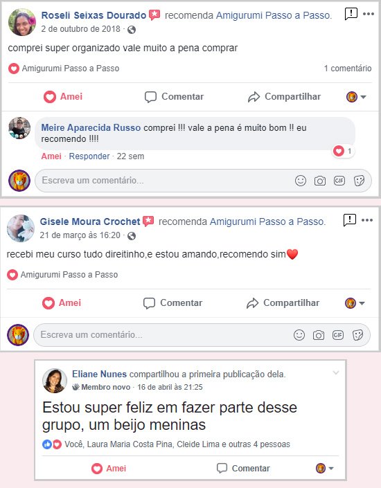 Depoimentos no facebook.